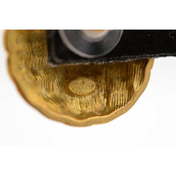 Givenchy Vintage Earrings Brushed Gold Matte Quilted Round Chunky Signed 80s 9I - Picture 10 of 10